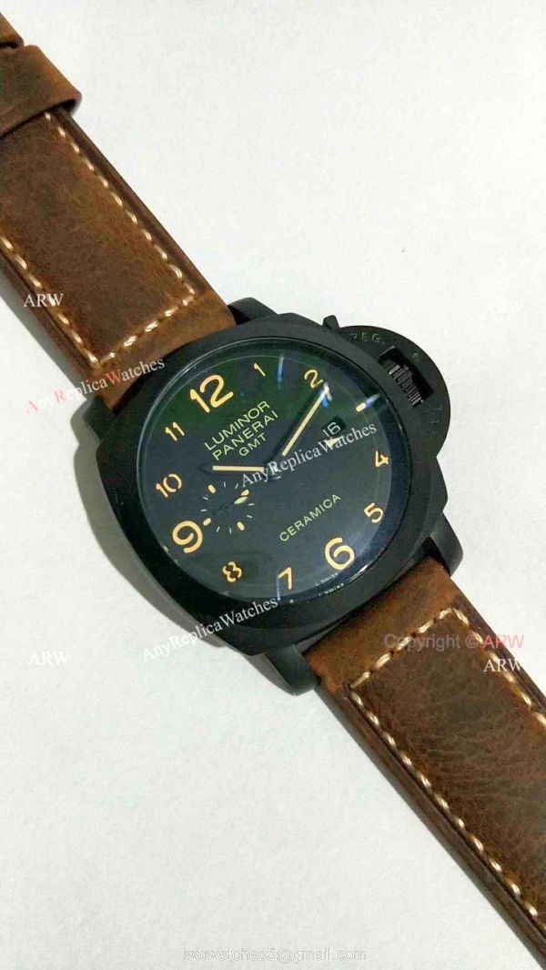 Copy Panerai PAM 441 Luminor GMT Ceramica Watch Black Case 8