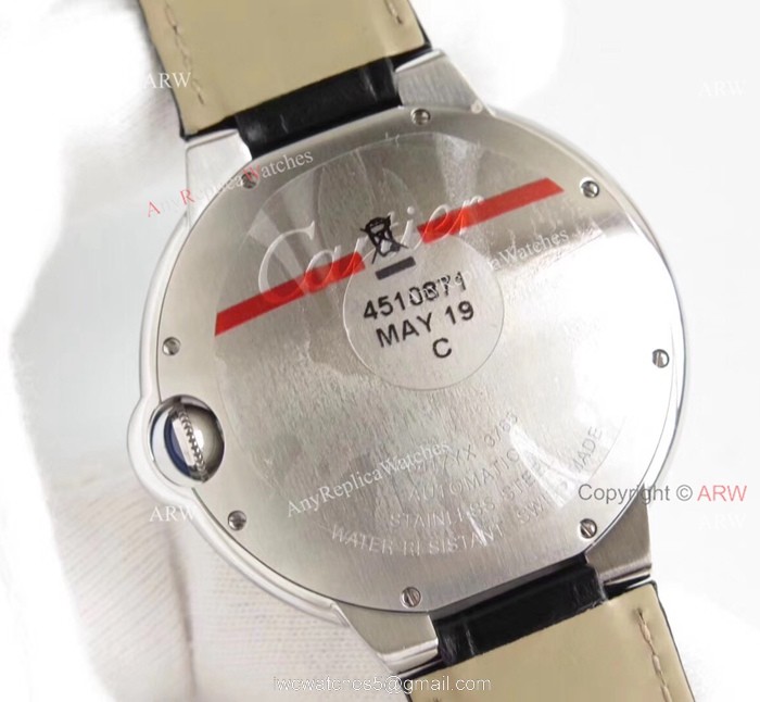 AF Factory Swiss Cartier Ballon Bleu White Dial Black Leather Strap Watch 8