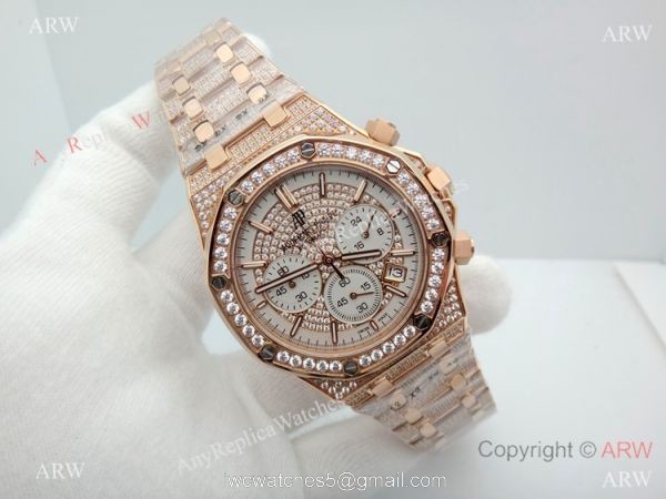 AAA Replica Audemars Piguet Royal Oak Rose Gold diamond Watches 41mm 8