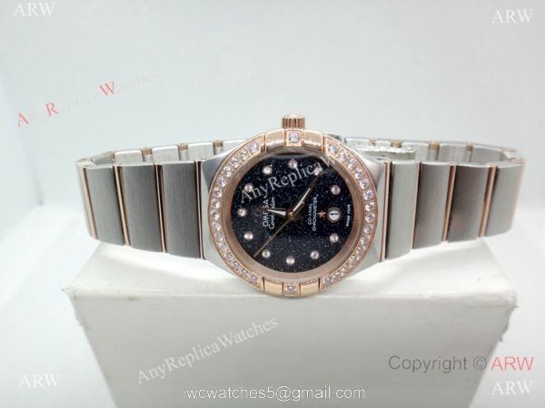 Omega Constellation Two Tone Rose Gold Sky Moon Dial Watch 8