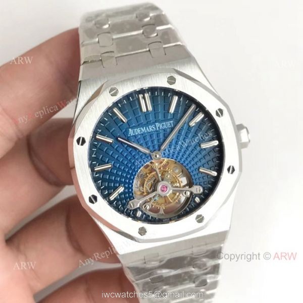 Swiss Copy Audemars Piguet Royal Oak Extra-Thin Tourbillon Blue Dial Watch 2924 Movement 8