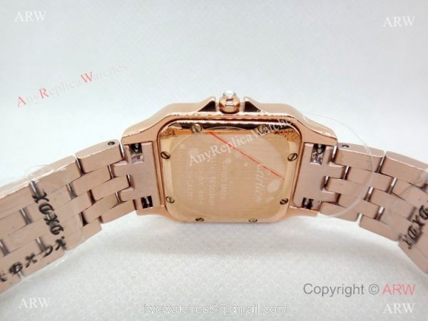 Panthere De Cartier Replica Watches Rose Gold Dark Red Dial 8