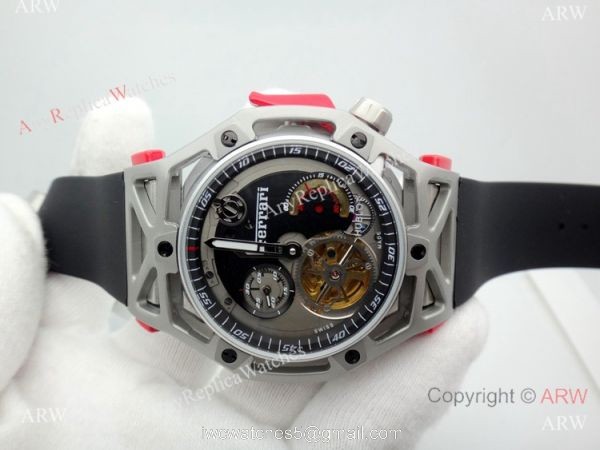 Fake Hublot Techframe Ferrari Tourbillon Titanium Watches 40mm 8