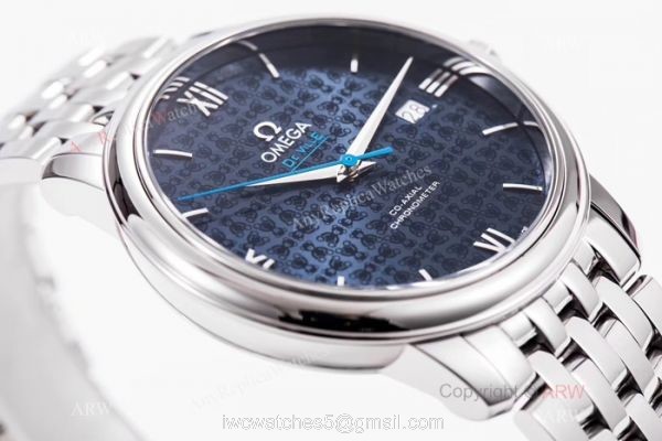 2019 Copy Omega De Ville Prestige Orbis Stainless Steel Blue Dial Swiss 2892 Watch 8