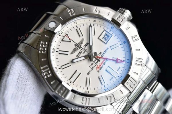 Copy Breitling Avenger II GMT Swiss 2836 Watch Stainless Steel White Dial 8