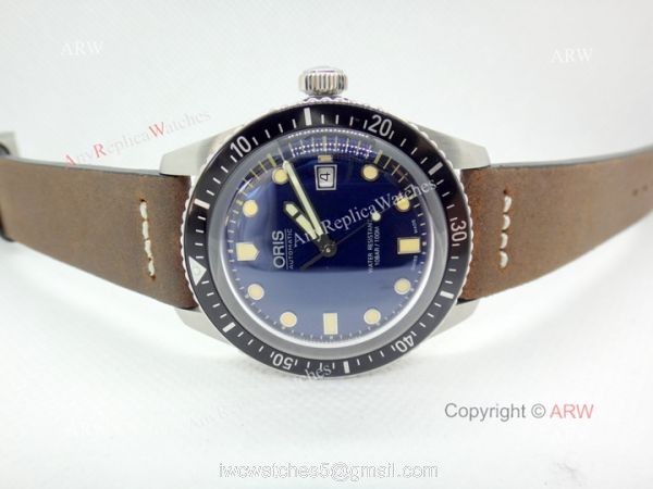 Swiss Grade Fake Oris 2836 Watch SS Dark Blue Dial Black Bezel 8