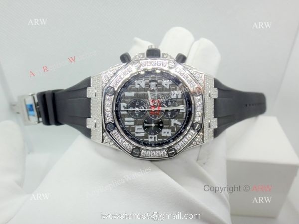 Best Copy Audemars Piguet Royal Oak Offshore Watch Full Diamond Gray Dial 8