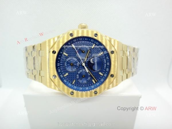 Audemars Piguet Royal Oak Perpetual Calendar Replica Watch Blue Dial Yellow Gold 8