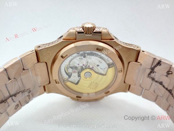 Highest Quality Patek Philippe 5719 Nautilus Jumbo Watch Rose Gold Full Diamond 8