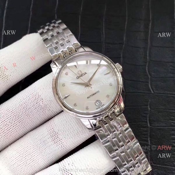 Replica Omega Women Watches Stainless Steel White Mother of Pearl Dial 8