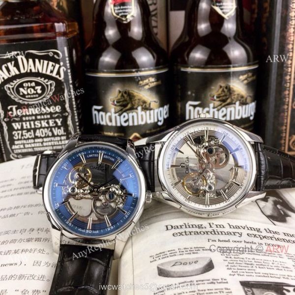 New Style Replica Omega Skeleton Watches Silver Case 42mm 8