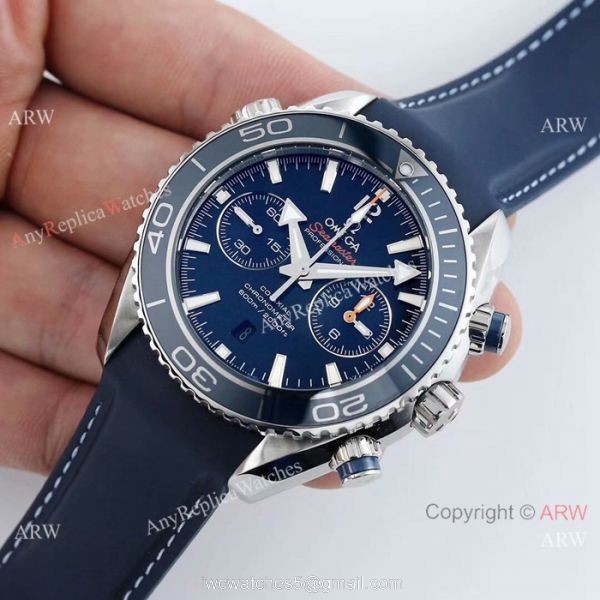 Replica Omega Seamaster 600m SS Blue Rubber Strap Watch Swiss 9300 Movement 8