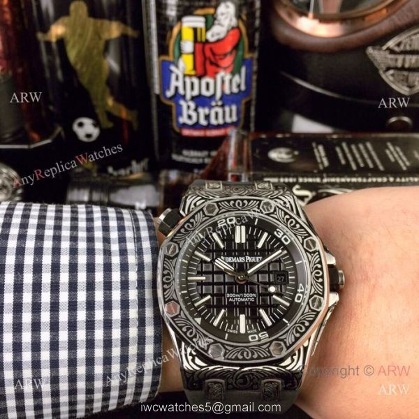 Replica Audemars Piguet Royal Oak Offshore Tattoo Watch SS Black Dial 8