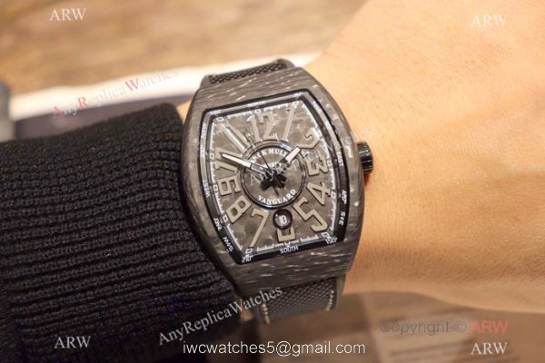 Copy Franck Muller Vanguard Automatic Watches Carbon Fibre Yellow Marker 8
