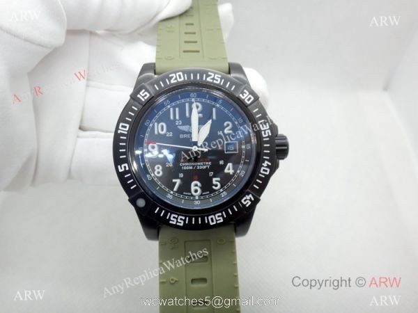 Fake Breitling Colt Skyracer Black Case Green Rubber Band Watch 8