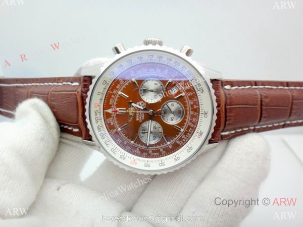 Copy Breitling Navitimer Chronometre Japanese Watch SS Brown Dial 8