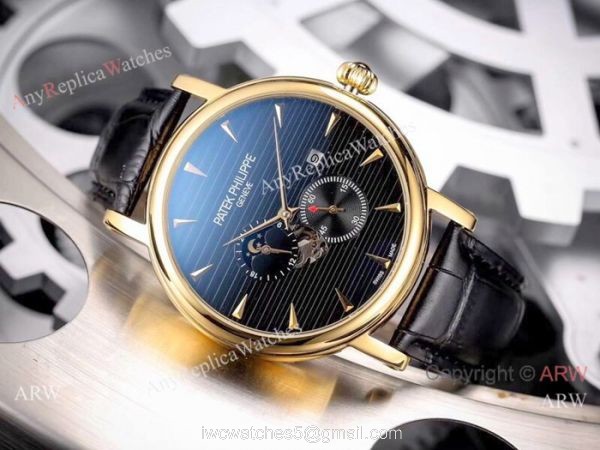 Patek Philippe geneve Calatrava Watch Gold Case Black Face 8