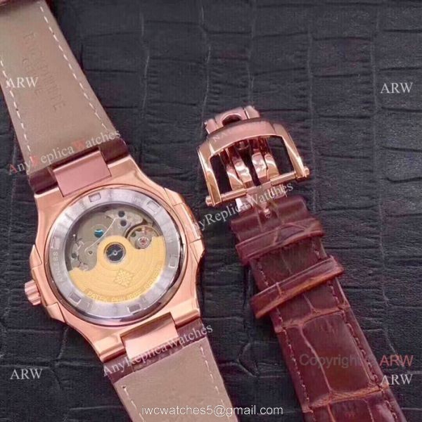 Fake Patek Philippe Nautilus Annual Calendar Rose Gold Watches 8