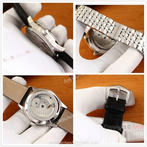 Patek Philippe Calatrava Copy Watches Two Tone Rose Gold Black Face 8
