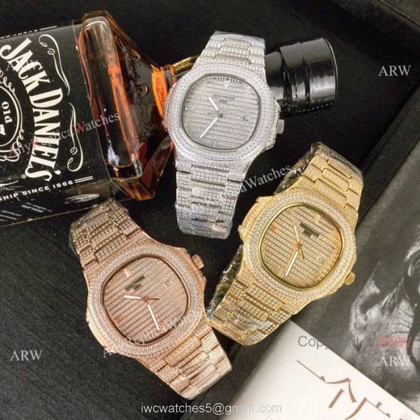 Iced Out Patek Philippe Nautilus Replica watch Quartz Movement 8