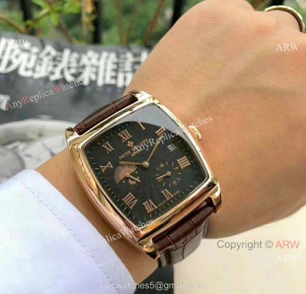 Fake Patek Philippe grand complications 40mm Watch Rose Gold Black Face 8