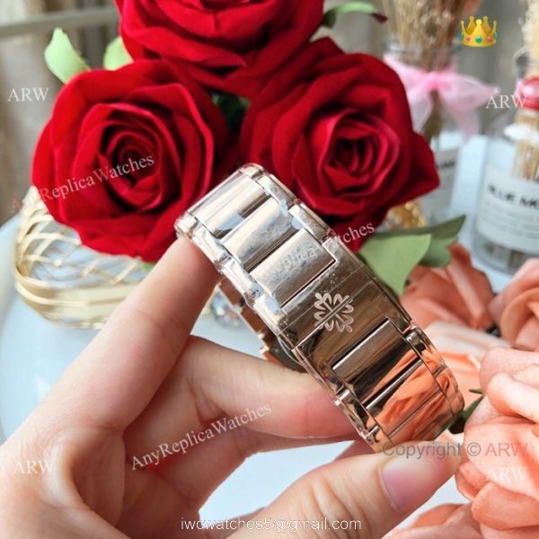 Copy Patek Philippe Twenty-4 Lady Watches Rose Gold Brown Dial -Swiss Quality 8