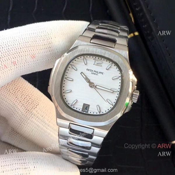 Fake Patek Philippe Nautilus Womens Watches SS Black Face QUARTZ 8