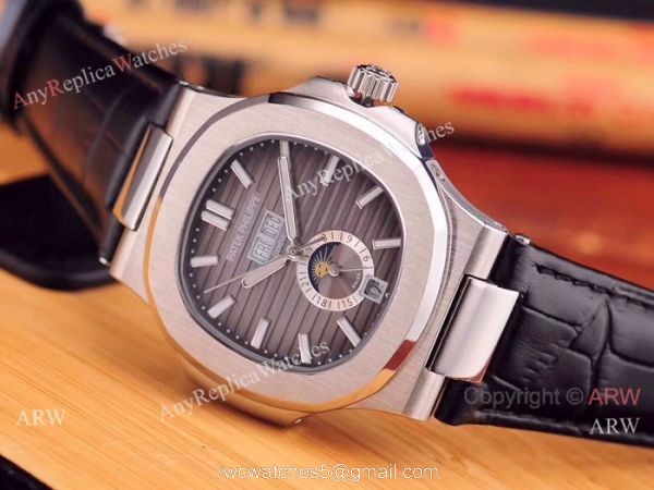 Fake Patek Philippe Nautilus Annual Calendar Man Watch Stainless Steel Blue Face 8