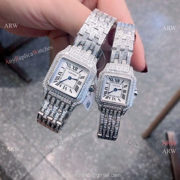 Copy Cartier Panthere de Iced Out Watches Stainless Steel 8