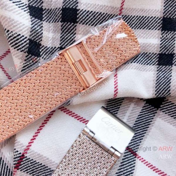 Fashion Cartier Replica Watches Rose Gold Diamond Case 8