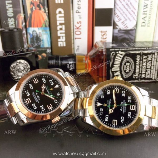 Rolex Air King Replica Men Watch Two Tone Black Dial 8