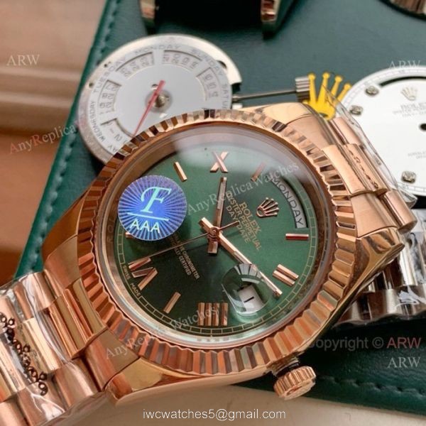 Copy Rolex Day Date 2 41mm watches Rose Gold President White Dial 8