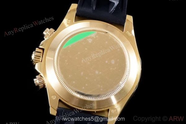 Rolex Daytona Swiss 4130 V2 Yellow Gold Black Rubber Strap Watch AR Replica Watches 8