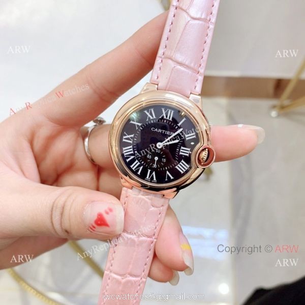 Fake Cartier Ballon Bleu Cartier Watch Lady 36mm Blue Leather Band 8