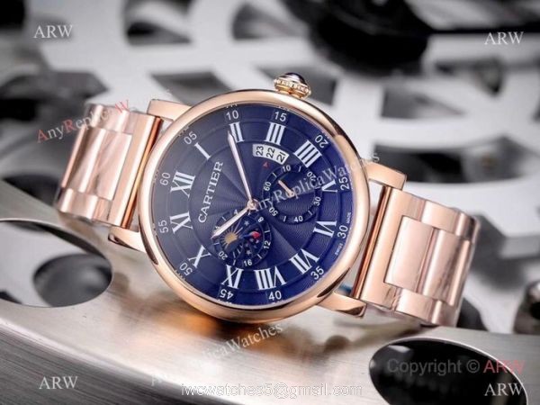 Copy Cartier Rotonde De Stainless Steel White Dial 42mm Watch 8