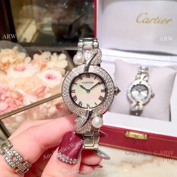 Copy Cartier Women Watch Stainless Steel Sapphire glass Swiss Quality 8