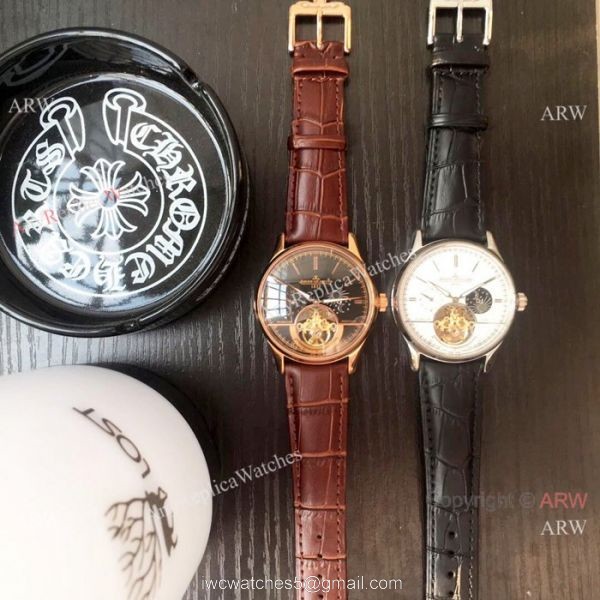 Copy Jaeger-LeCoultre Tourbillon SS Black Leather Strap Watch 8