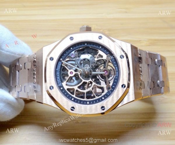 JF Fake Audemars Piguet Royal Oak Rose Gold Skeleton Watch 8
