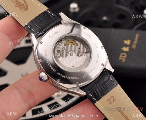 New Copy Cartier Drive de Moonphase Watch White Dial Black Leather Band 8