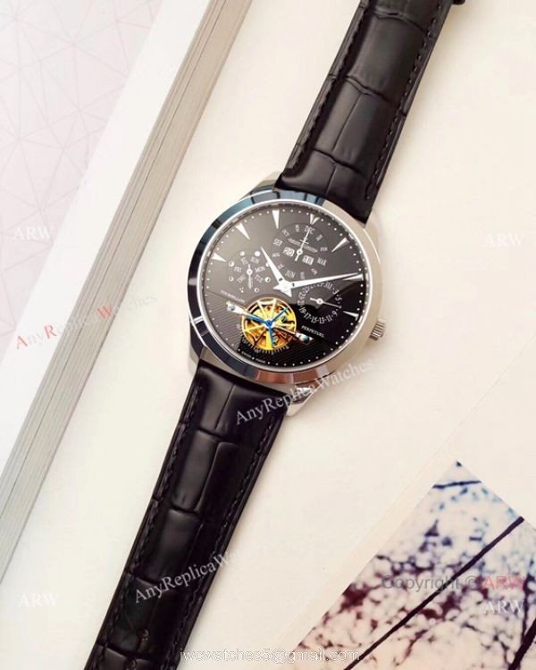 Jaeger-LeCoultre Perpetual Calendar Copy Watches SS Black Dial 8