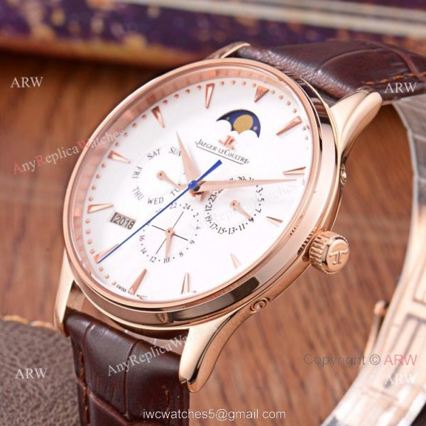 Jaeger-LeCoultre Perpetual Calendar 41mm Watch Replica Rose Gold White Face 8