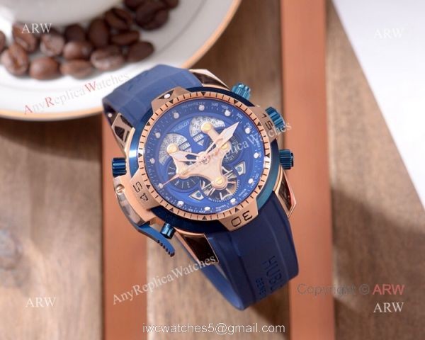 2019 Replica Hublot Big Bang Perpetual Calendar watch Rose Gold Blue Face 8