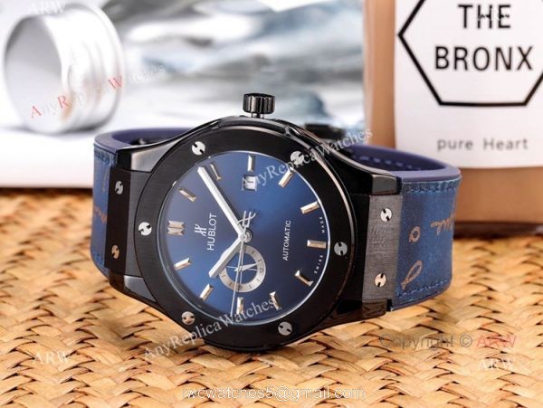 Copy Hublot Classic Fusion Men Watch Black Plated Silver Dial 8