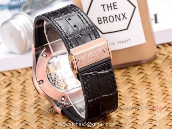 Copy Hublot Classic Fusion Tattoo Wristwatch Black Gummy Strap 8