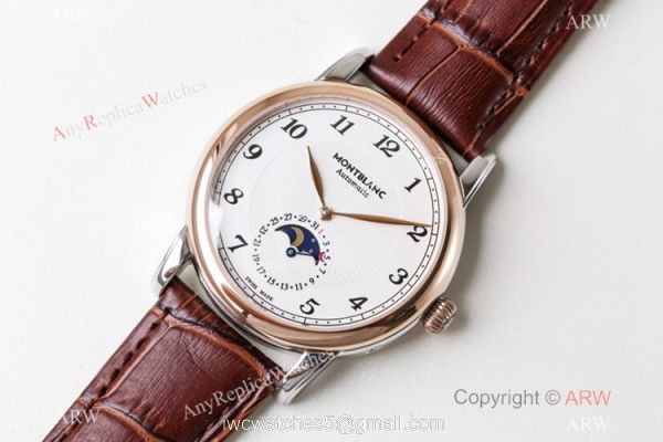 Best 1 1 Replica Mont Blanc Star Legacy Moonphase Rose Gold Watch Swiss Made 8