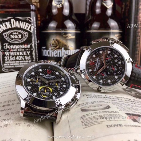 New Copy Lamborghini Herrenuhr Chronograph watch SS Black Dial 8