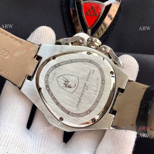 High Quality Tonino Lamborghini Spyder 1000 watch SS Black Leather Band 8