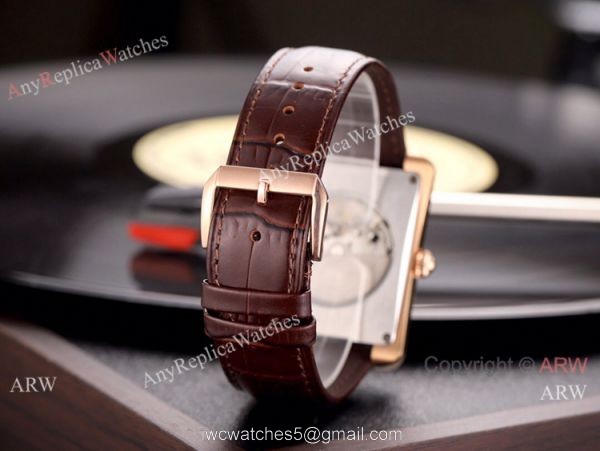 Copy Piaget Automatic Watches 40mm SS Black Dial Black Leather Band 8