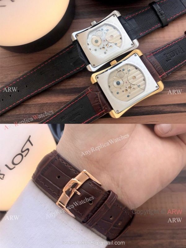 2019 Copy Piaget Black Tie Dragon watches Gold Case Brown Strap 8