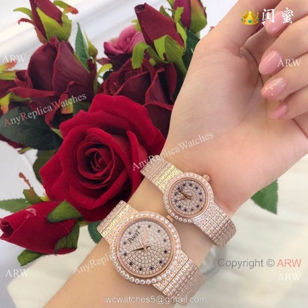 Swiss Grade Copy Piaget Polo Diamond Rose Gold Watch Ladies size 8